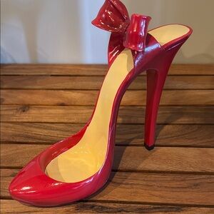 Red High Heel Stiletto with Bow wine bottle holder